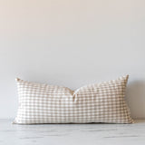 Gingham Long Lumbar Pillow Cover 1 - PILLOWS - Thai - neutral Rug & Weave Pillows