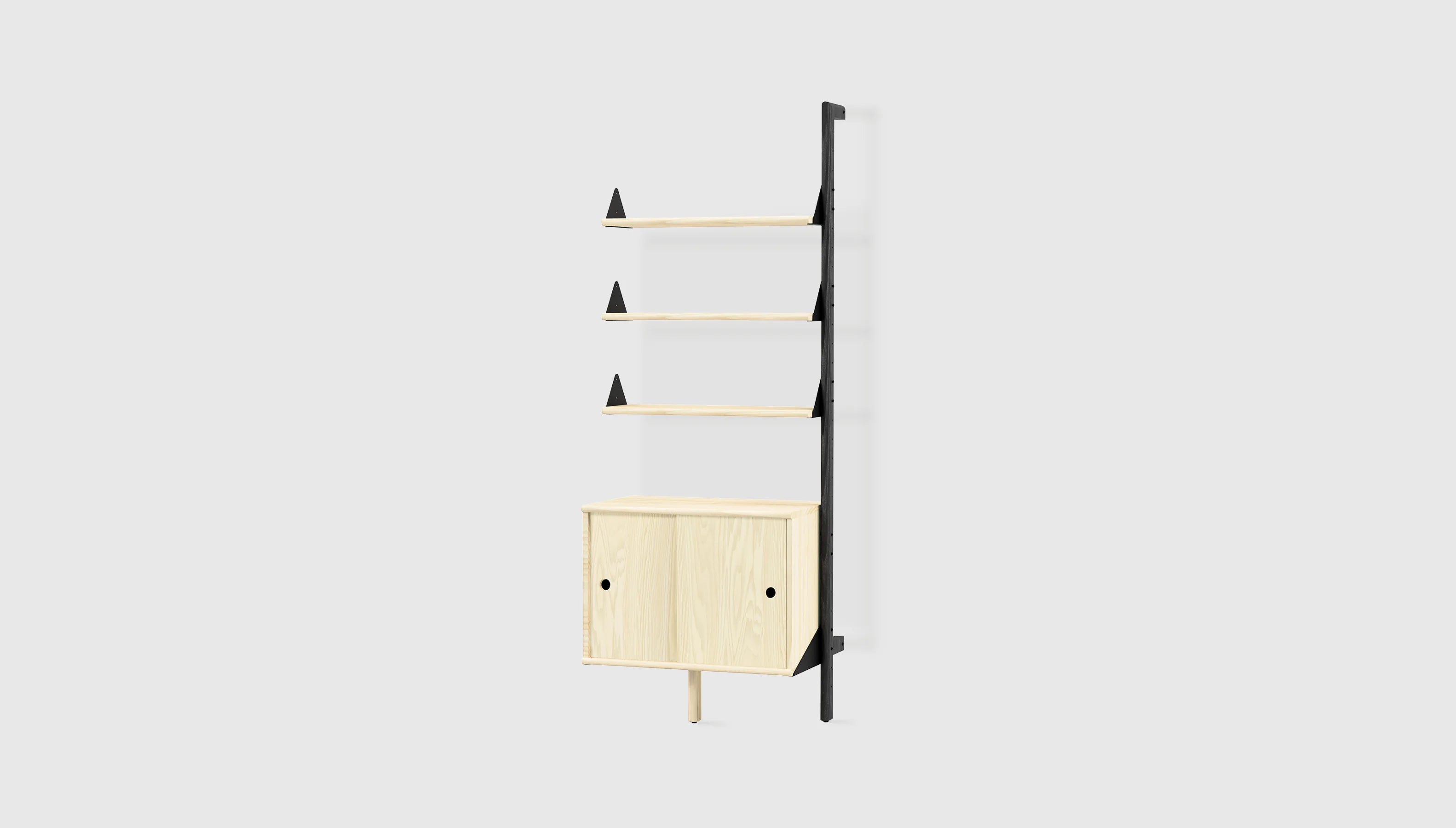 Gus* Branch Storage Unit Add-On FURNITURE - cabinets Gus Black Upright/Black Bracket/Blonde Wood