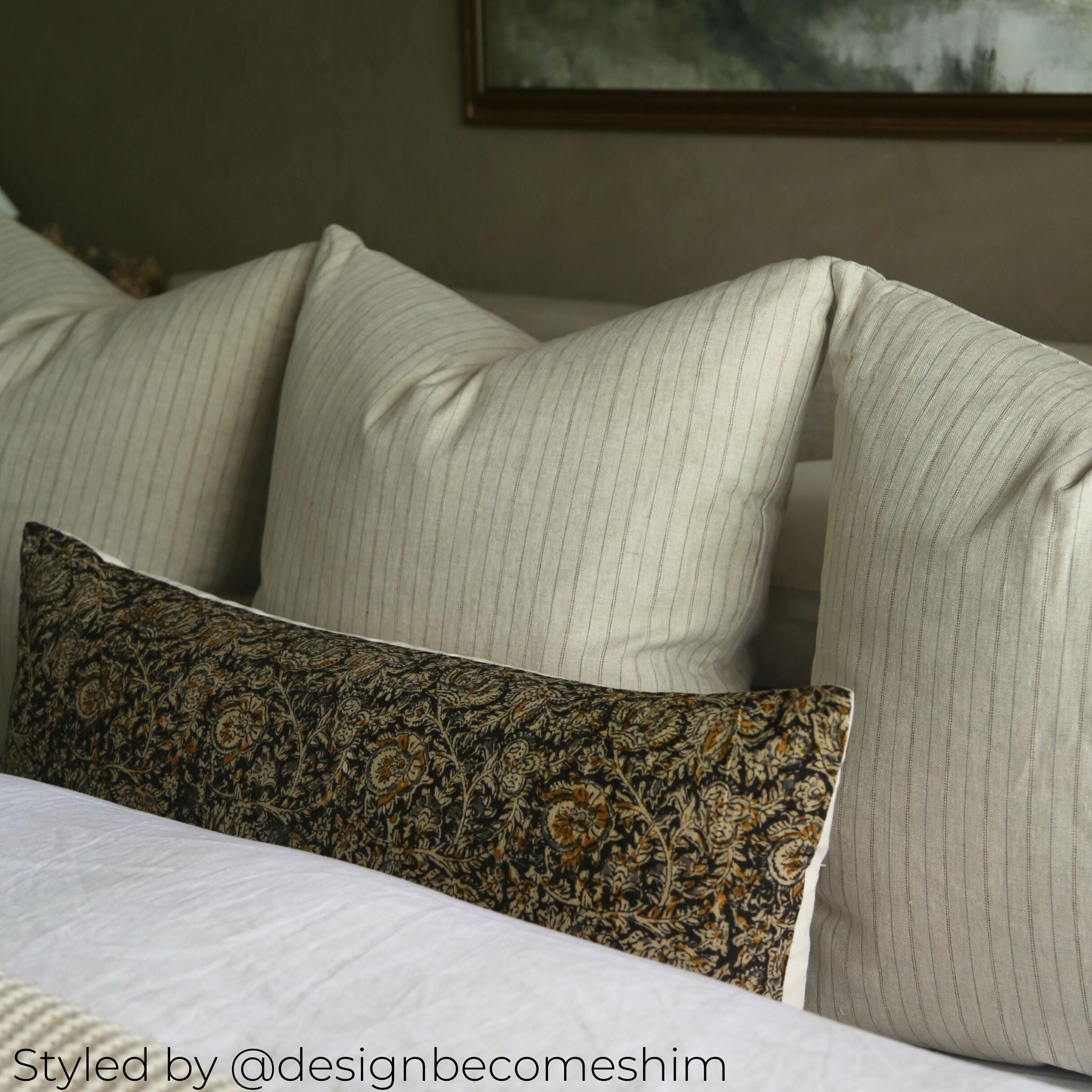 Aja Long Lumbar Pillow Cover 1 - PILLOWS - block print - neutral Rug & Weave Pillows