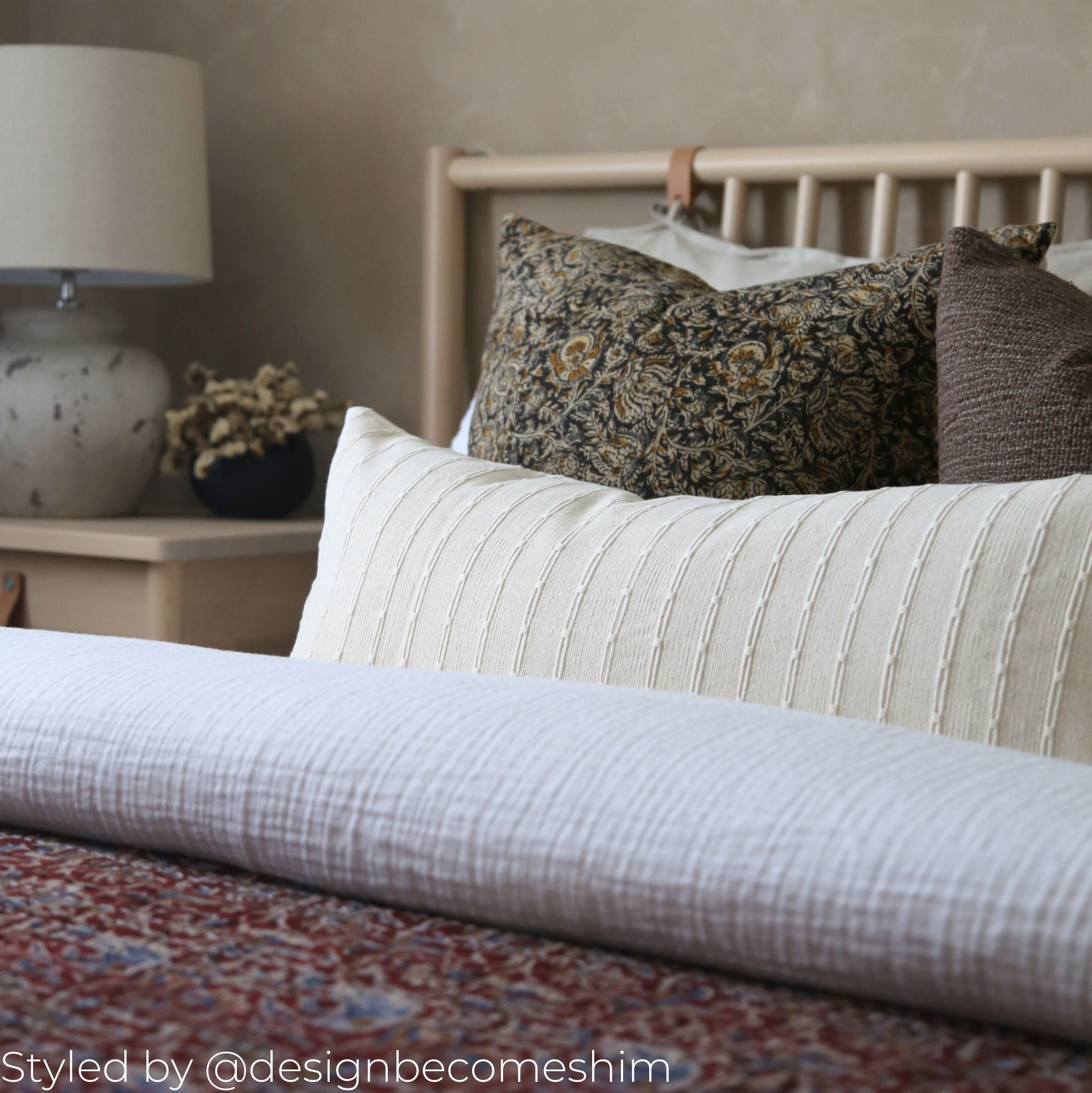Millie Long Lumbar Pillow Cover 1 - PILLOWS - Thai - neutral Rug & Weave Pillows
