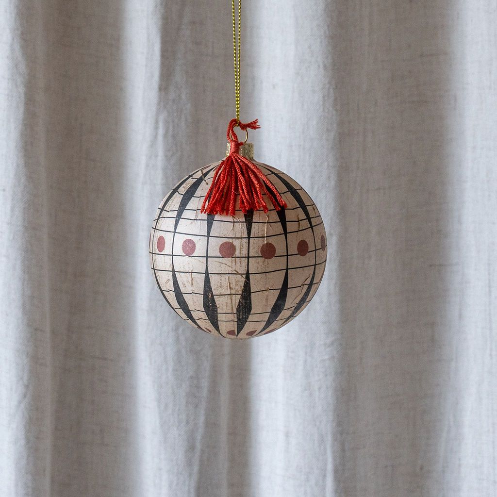 Round Paper Mache Ornament with Tassel CHRISTMAS 2023 Creative Co-op (DYA) No. 3