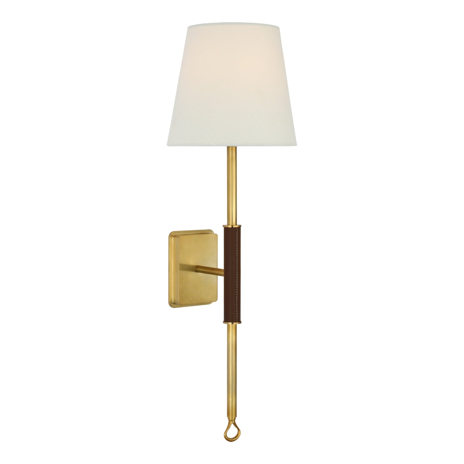 Griffin Tail Sconce LIGHTING - sconce Visual Comfort Hand-Rubbed Antique Brass and Saddle Leather
