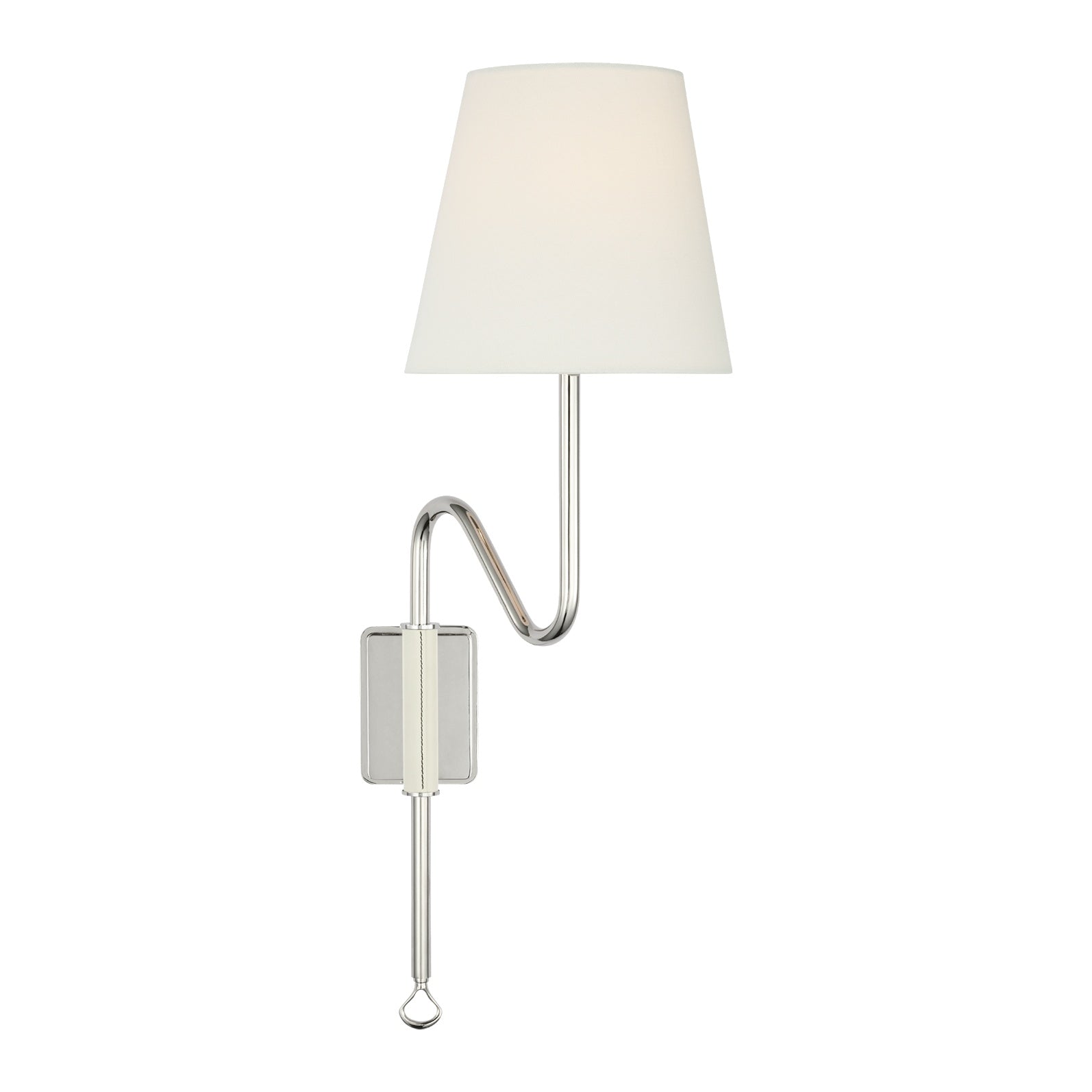 Griffin Articulating Sconce LIGHTING - sconce Visual Comfort Polished Nickel and Parchment Leather