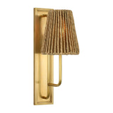 Rui Sconce LIGHTING - sconce Visual Comfort Hand-Rubbed Antique Brass 3" x 5" x 5.75" Natural Abaca