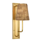 Rui Sconce LIGHTING - sconce Visual Comfort Hand-Rubbed Antique Brass 3" x 5" x 5.75" Natural Wicker