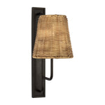 Rui Tall Sconce LIGHTING - sconce Visual Comfort Aged Iron 4.5" x 8" x 8.5" Natural Wicker