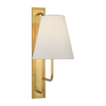 Rui Tall Sconce LIGHTING - sconce Visual Comfort Hand-Rubbed Antique Brass 4.5" x 8" x 8.5" Linen