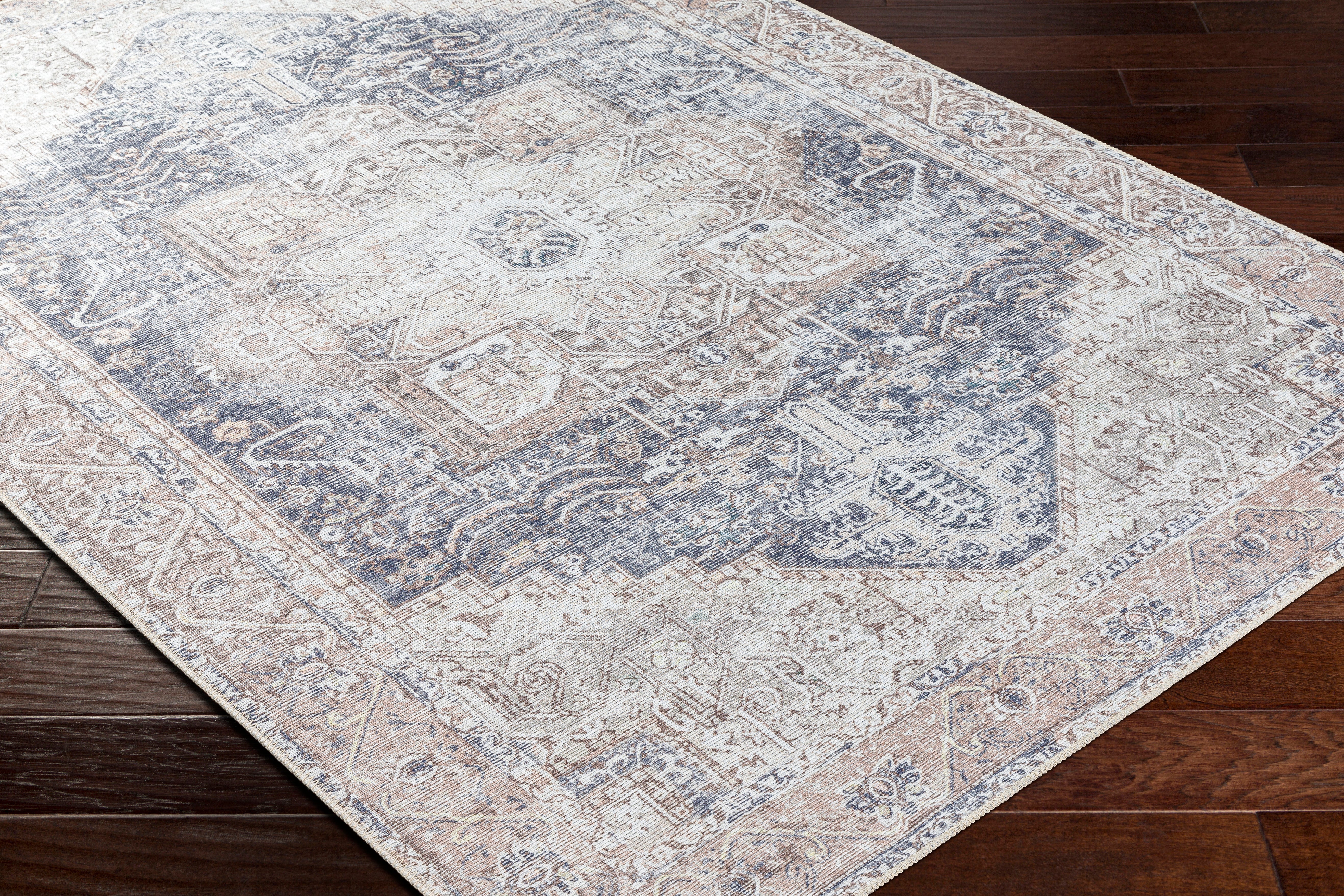 Aria Steel / Taupe Washable Rug RUGS - synthetic Surya