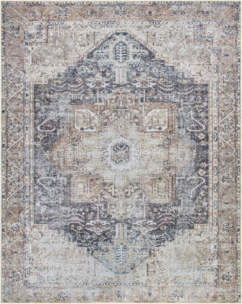 Aria Steel / Taupe Washable Rug RUGS - synthetic Surya