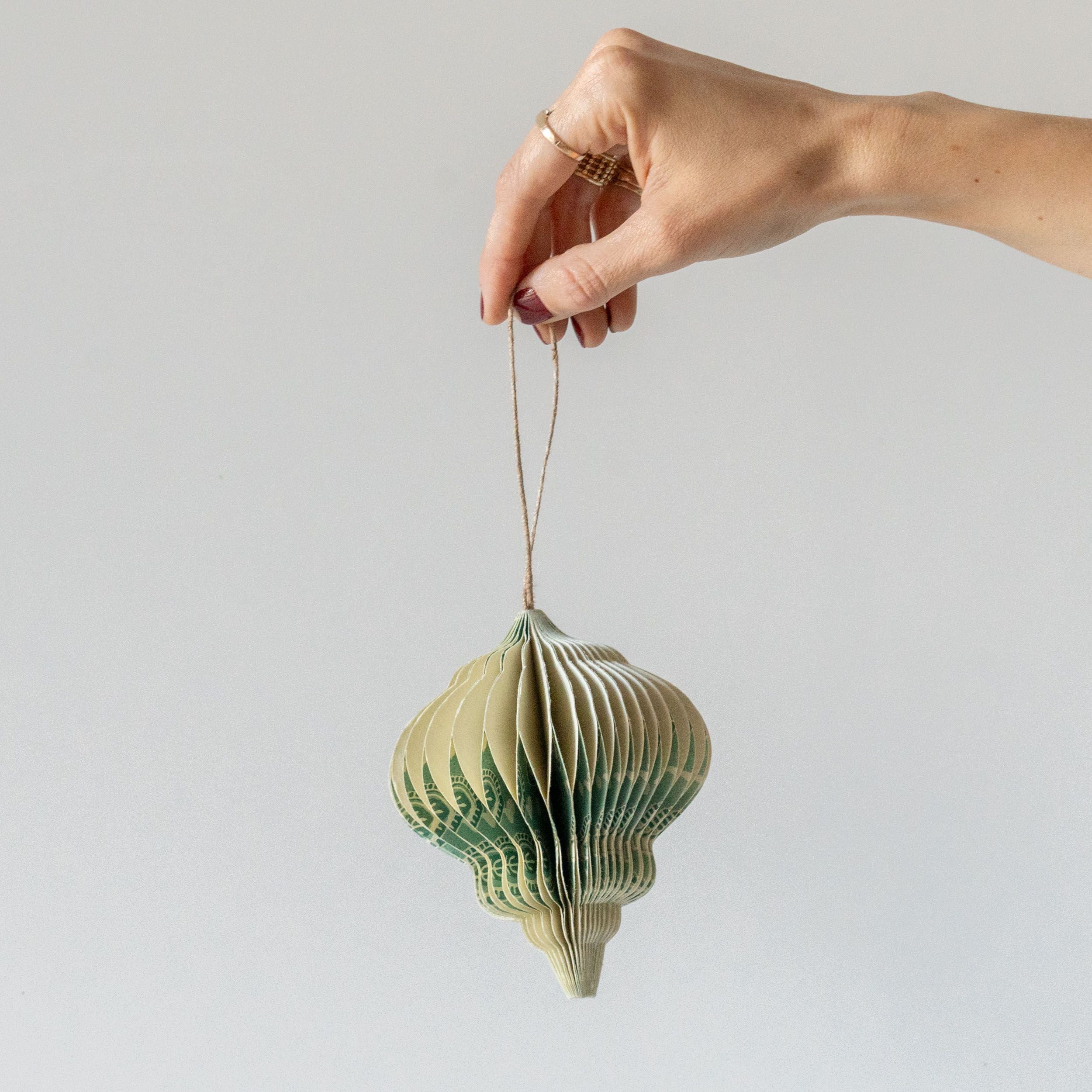Recycled Paper Honeycomb Finial Ornament CHRISTMAS 2024 Creative Co-op (DYA)