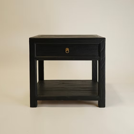 Sutton Reclaimed Wood Nightstand 5-VINTAGE-nightstand Hauer Market Carbon Black