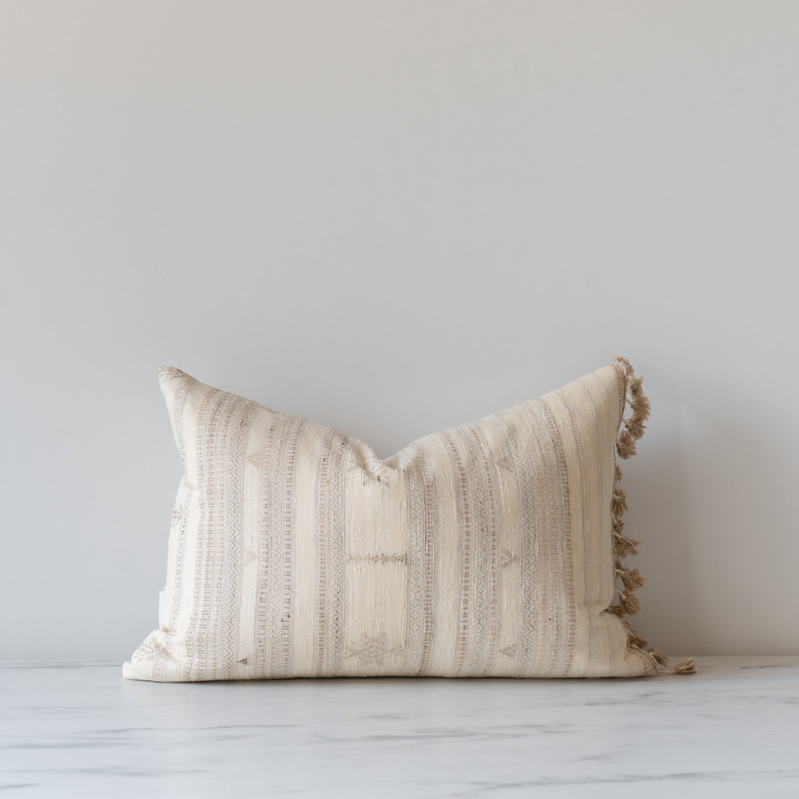 Cream Tussar Fringe Pillow Cover 1 - PILLOWS - Tussar - neutral Rug & Weave Pillows
