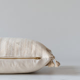 Cream Tussar Fringe Pillow Cover 1 - PILLOWS - Tussar - neutral Rug & Weave Pillows