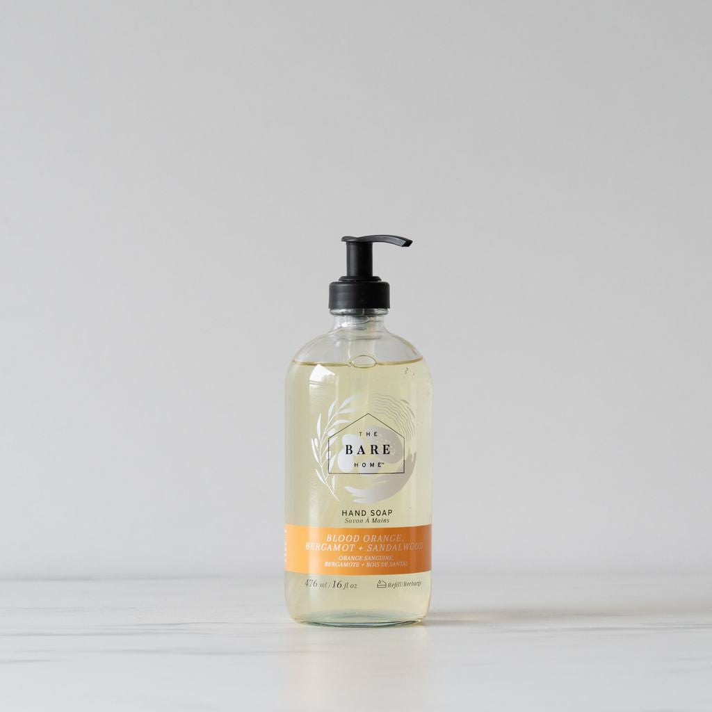 Blood Orange, Bergamot & Sandalwood Hand Soap In Glass Bottle hand soap The Bare Home (DYA)