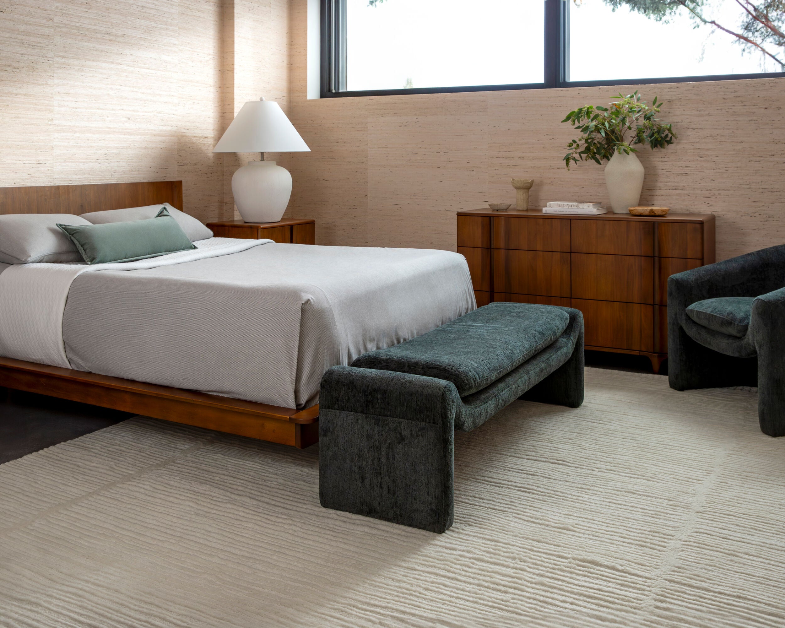 Grande Wood Bed FURNITURE - wood bed Surya