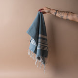 Striped Turkish Hand Towel with Tassel hand towel Pokoloko Ocean