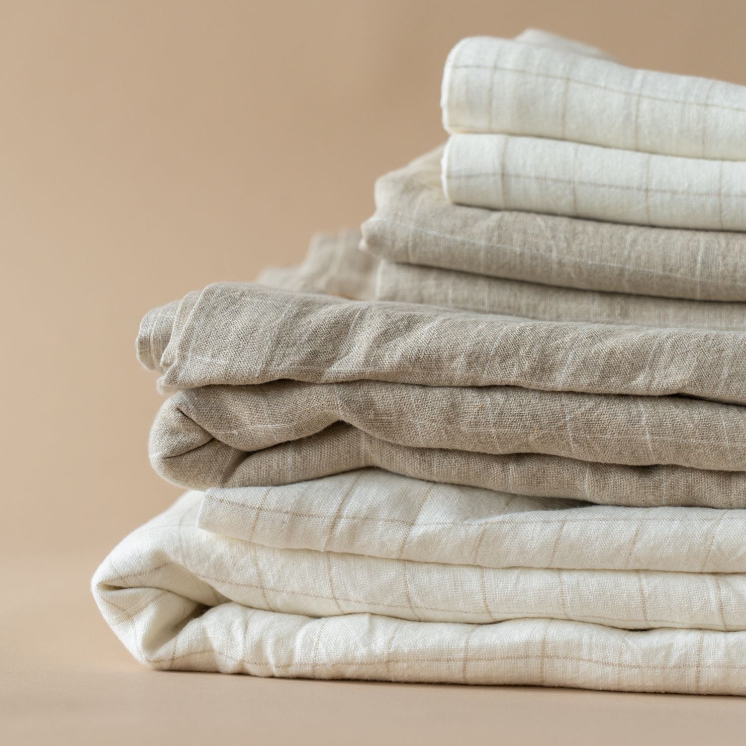 Linen Grid Print Duvet Cover Set - Beige duvet cover set Indaba