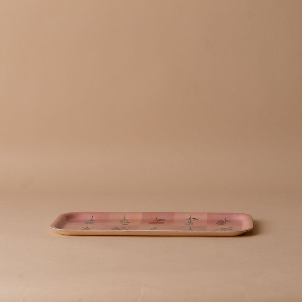 Check Pattern Flowers Enamelled Tray tray Roomytown Inc (Faire)