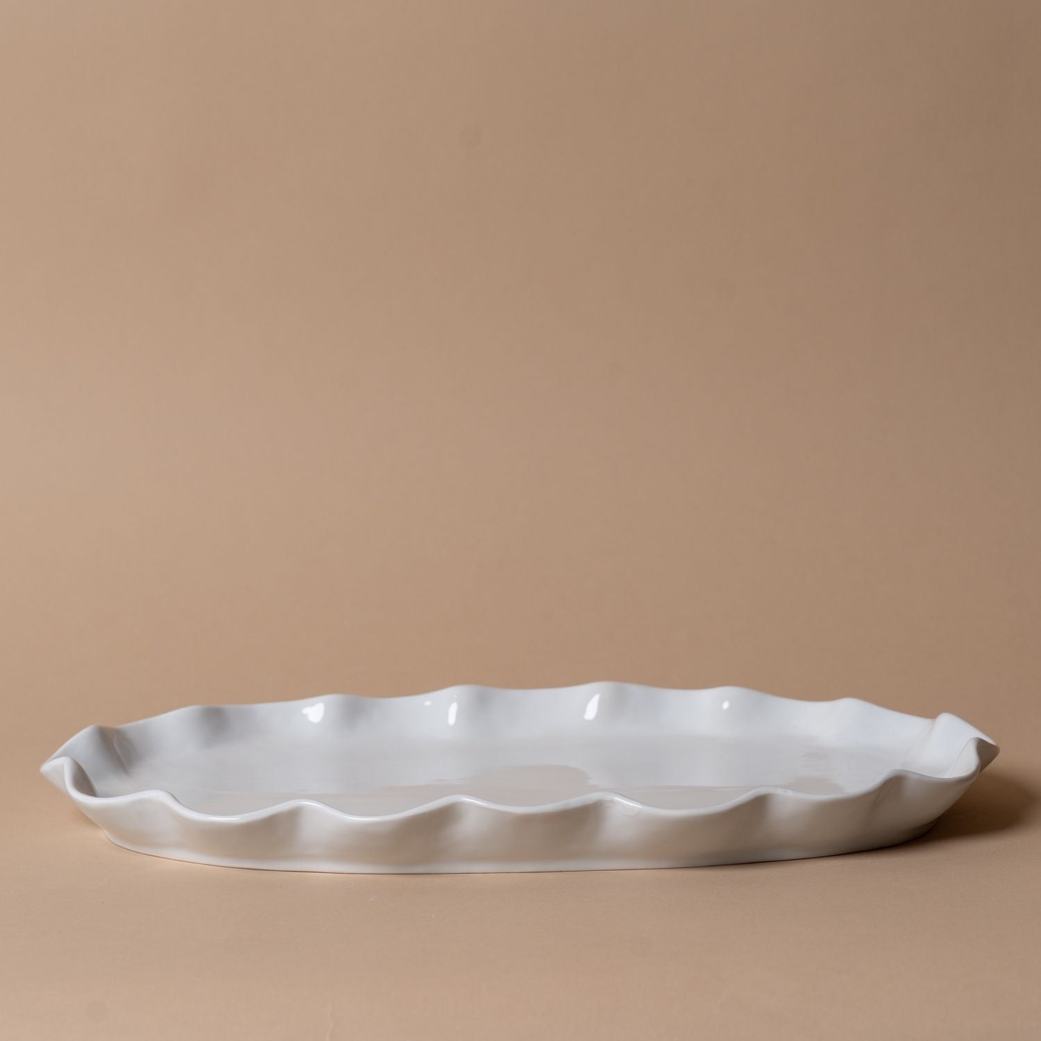 Organic Ruffle Edge Stoneware Serving Platter Serving Trays Indaba Large