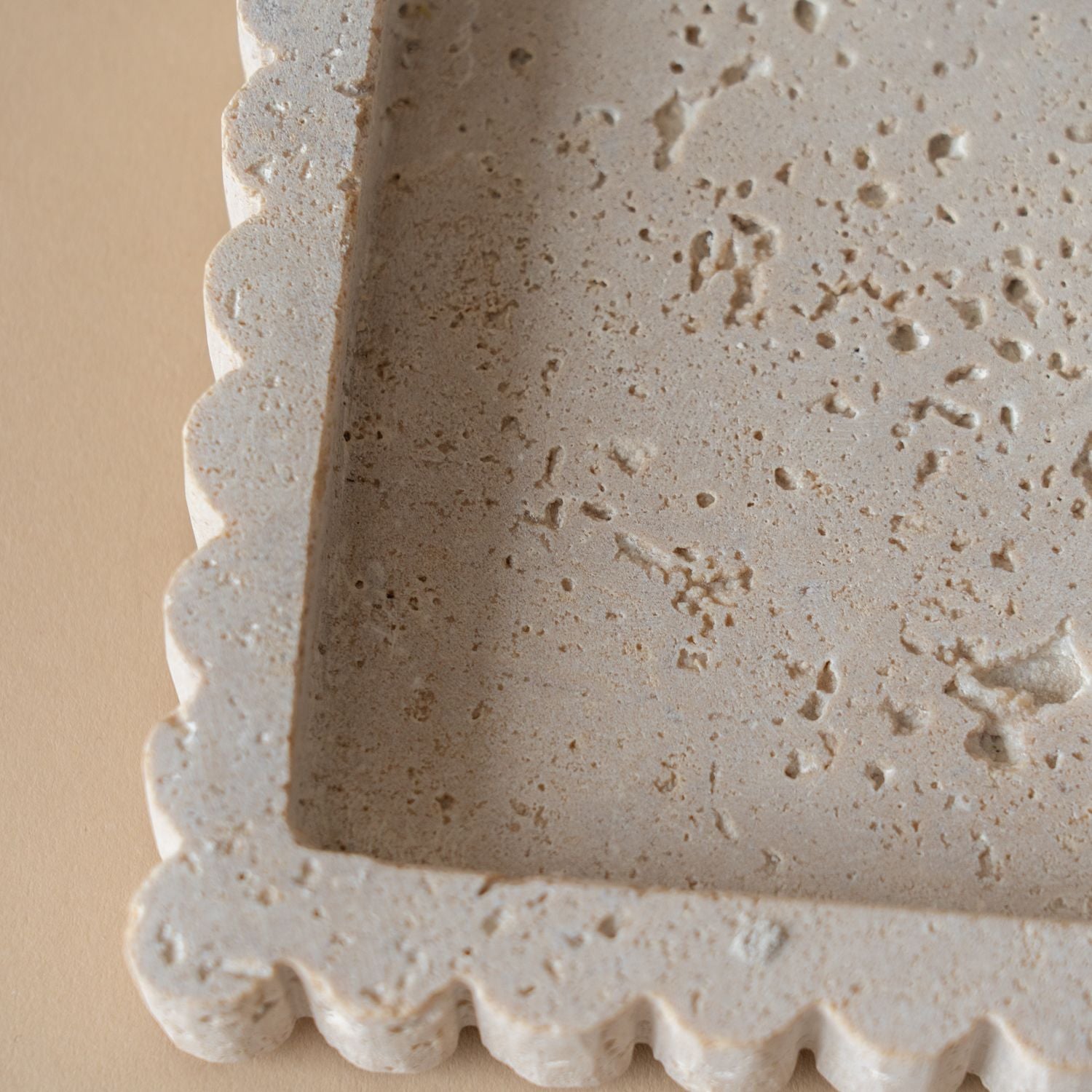 Travertine Scallop Square Tray tray Indaba