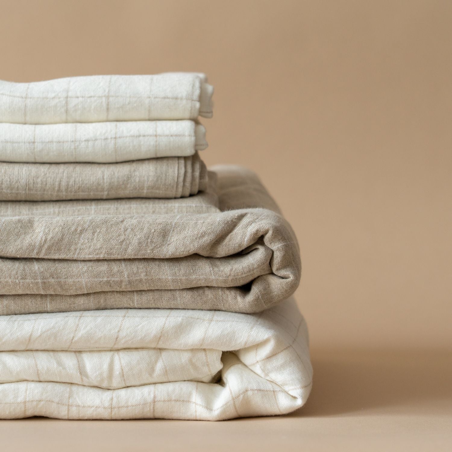 Linen Grid Print Duvet Cover Set - Beige duvet cover set Indaba