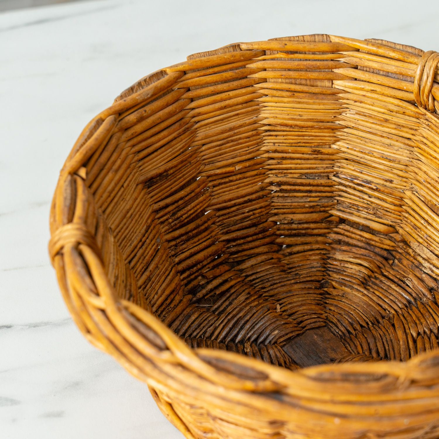 Antique French Wicker Basket VINTAGE - basket Rug & Weave
