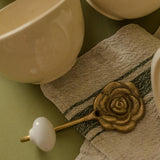 Gold Finish Rose Hook with Ceramic Detail wall hook Chehoma USA (Faire)