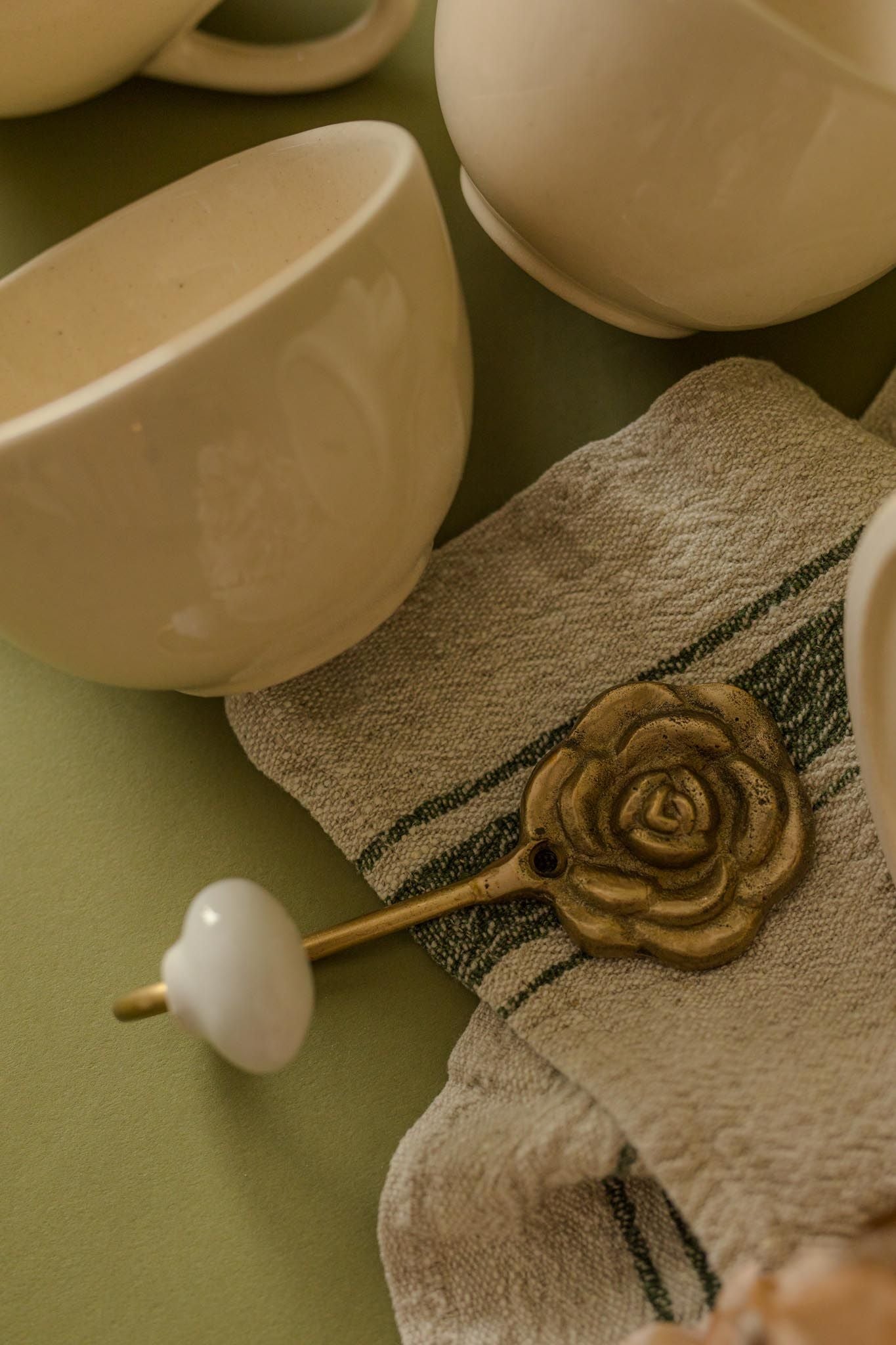 Gold Finish Rose Hook with Ceramic Detail wall hook Chehoma USA (Faire)