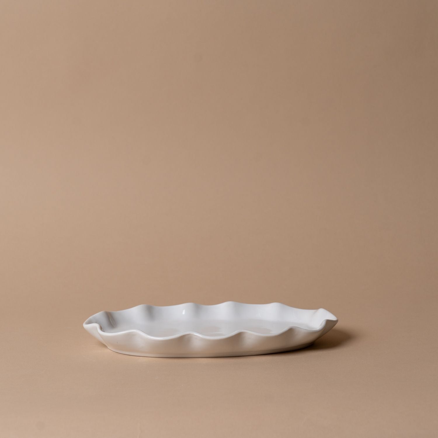 Organic Ruffle Edge Stoneware Serving Platter Serving Trays Indaba Small