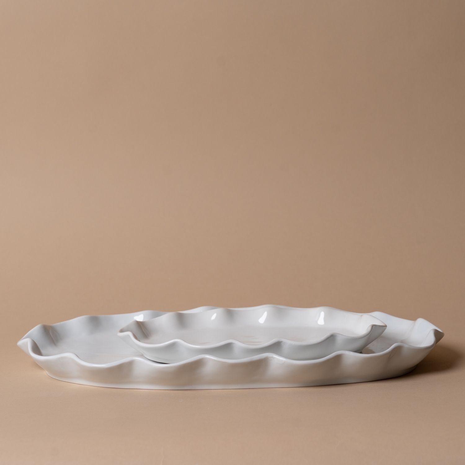 Organic Ruffle Edge Stoneware Serving Platter Serving Trays Indaba
