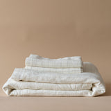 Linen Grid Print Duvet Cover Set - Ivory duvet cover set Indaba