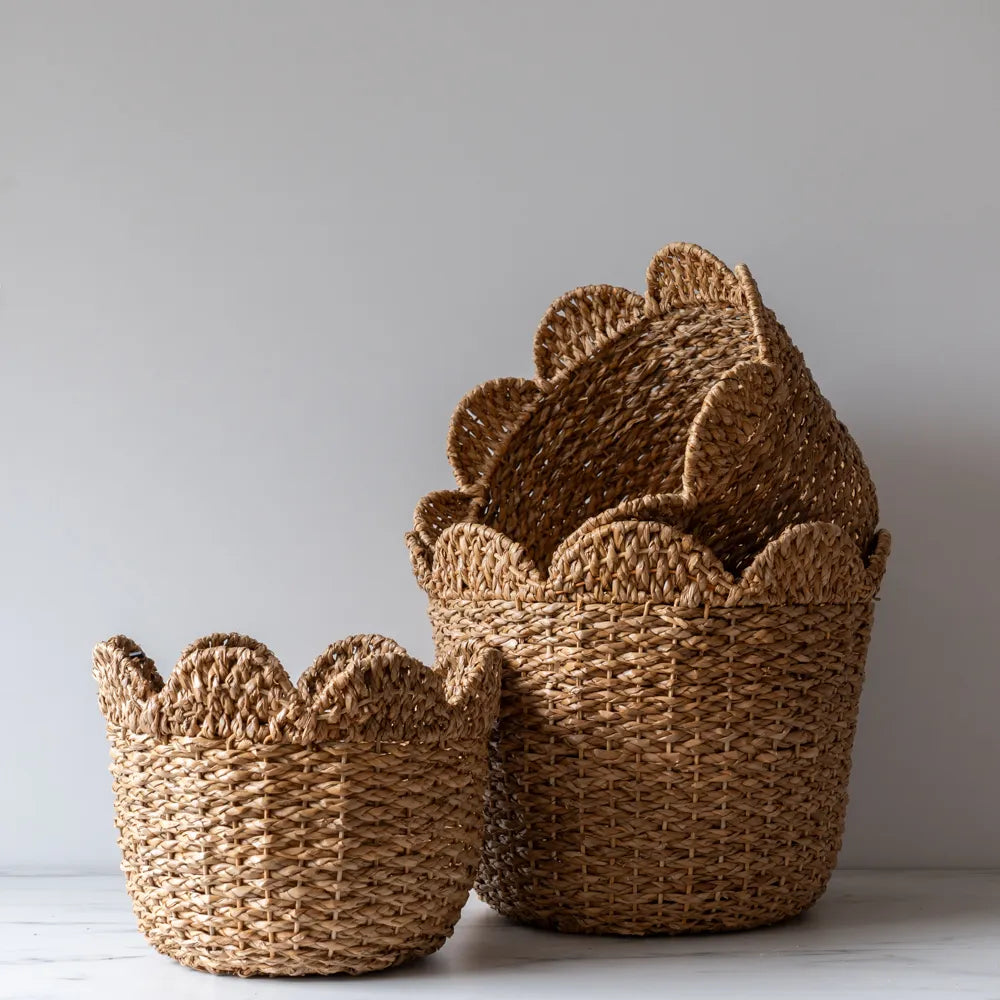 Storage Baskets with Decorative Scalloped Edge basket Creative Co-op (DYA)