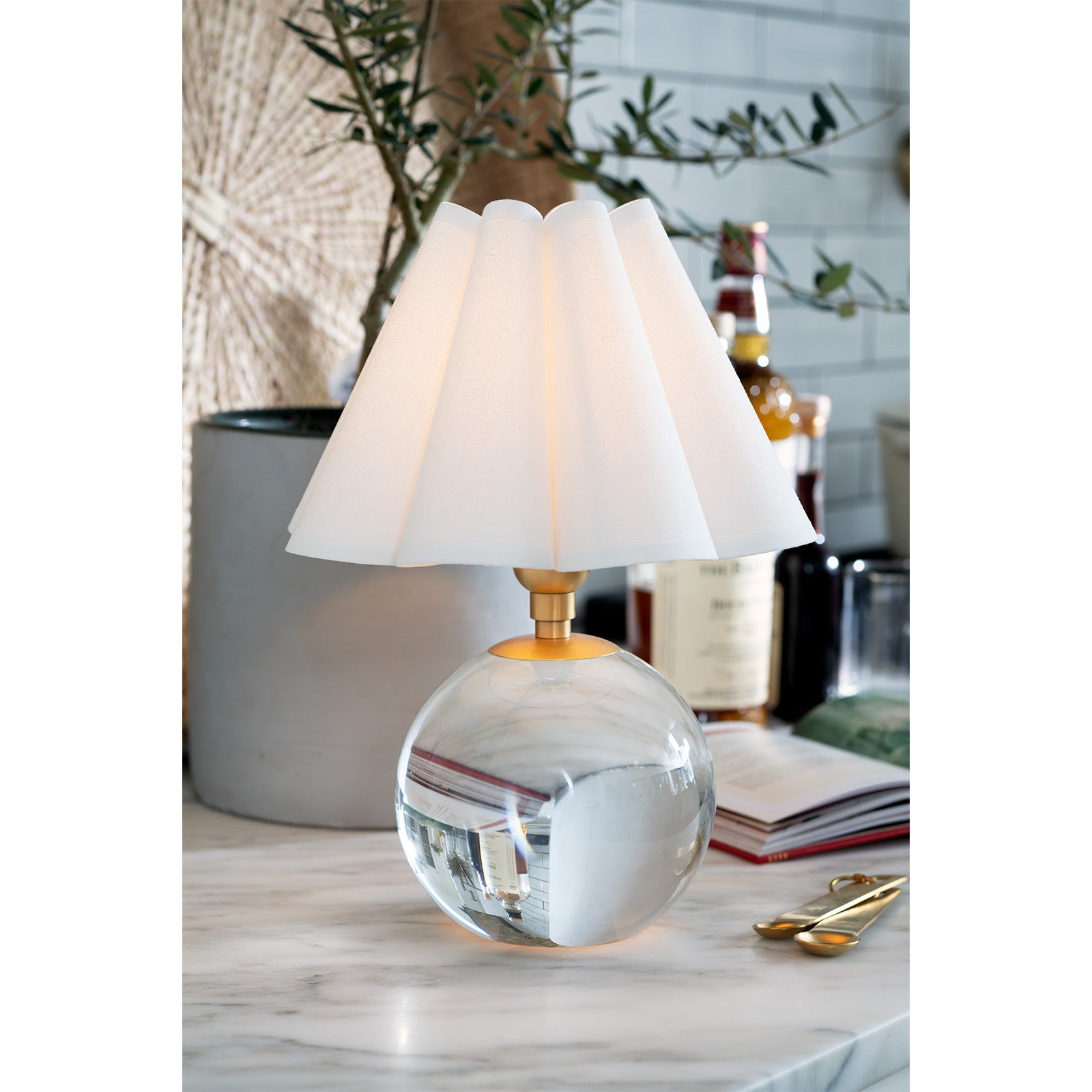 Giorgio Crystal Mini Lamp (Natural Brass with White Shade) Mini Lamps Regina Andrew