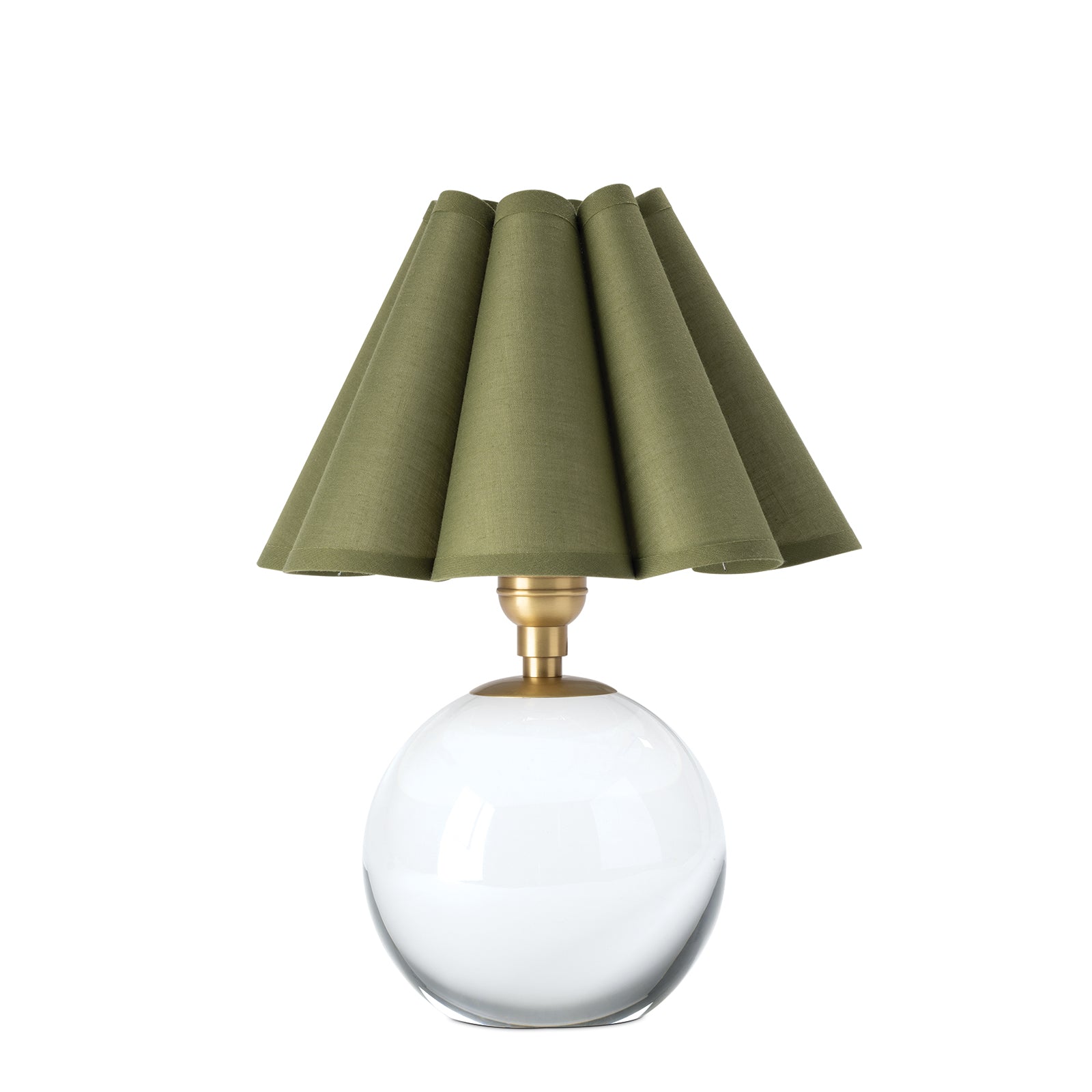 IN STORE - Giorgio Crystal Mini Lamp (Natural Brass with Green Scalloped Shade) LIGHTING - in store Regina Andrew