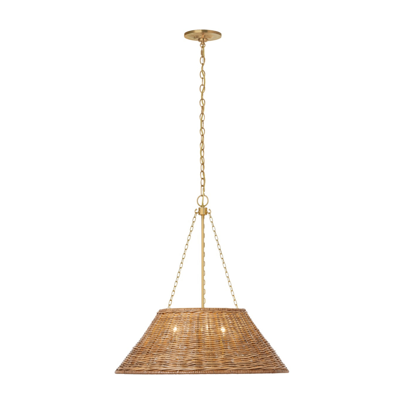 Corinne 24" Wrapped Hanging Shade Visual Comfort Soft Brass Natural Wicker