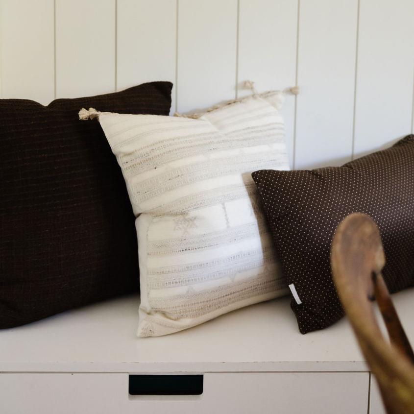 Cream Tussar Fringe Pillow Cover 1 - PILLOWS - Tussar - neutral Rug & Weave Pillows