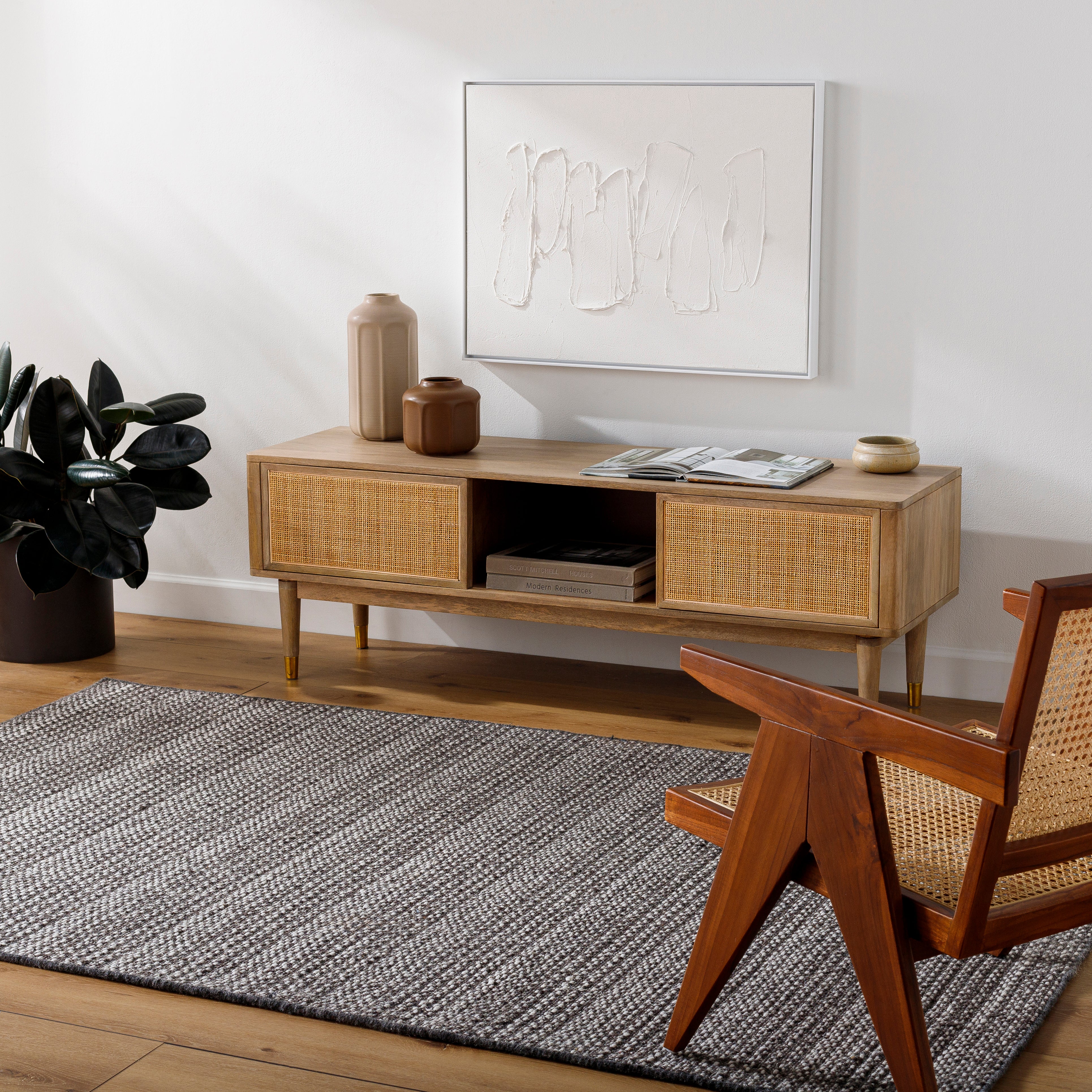Rivaro Charcoal Hand Loomed Rug RUGS - wool Surya