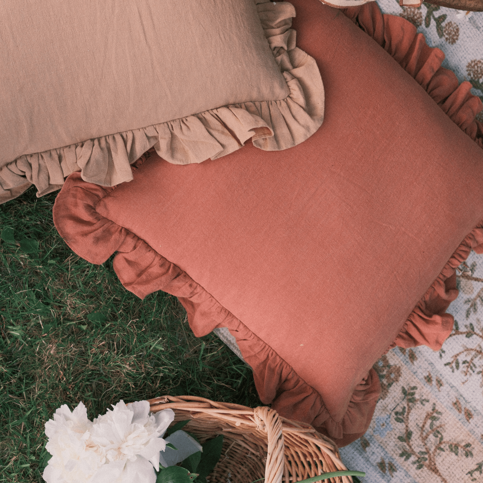 Rosewood Ruffle Pillow Cover 2 - PILLOWS - Linen - warm Rug & Weave Pillows