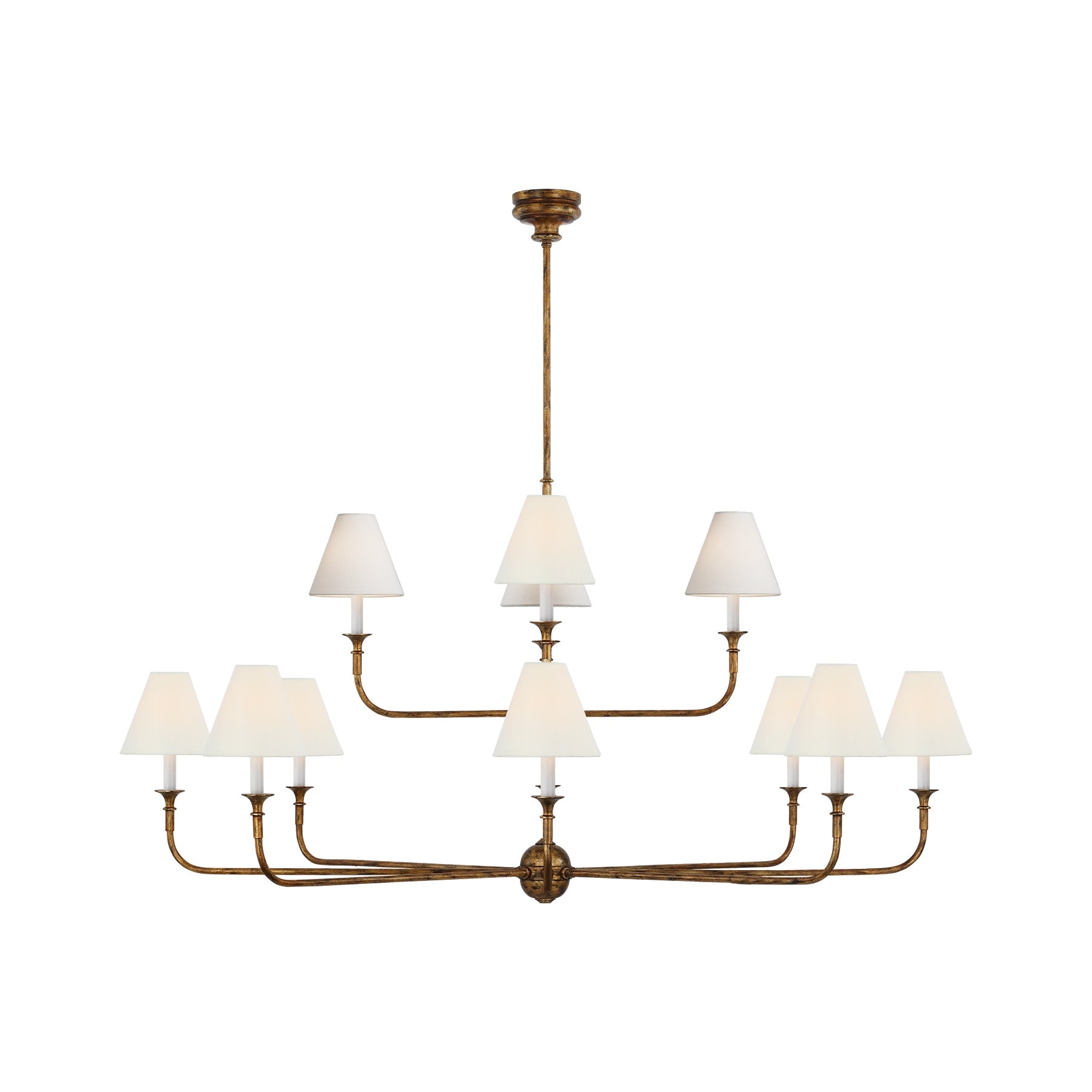 Piaf Grande Two-Tier Chandelier LIGHTING - chandelier Visual Comfort Antique Gild