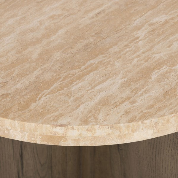 Tori Accent Table - Travertine 5 - a - FURNITURE - accent table Four Hands