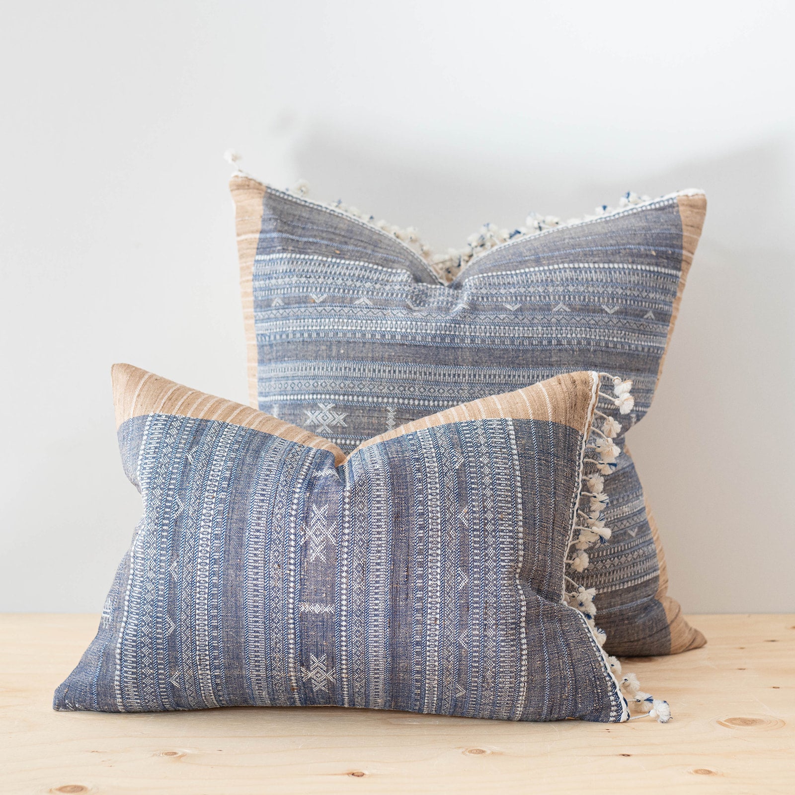 Azure Tussar Fringe Pillow Cover 3 - PILLOWS - Tussar - cool Rug & Weave Pillows