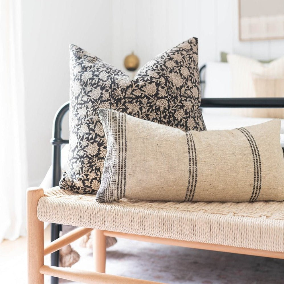Mica Floral Pillow Cover 00-1 - PILLOWS - block print - neutral Rug & Weave Pillows