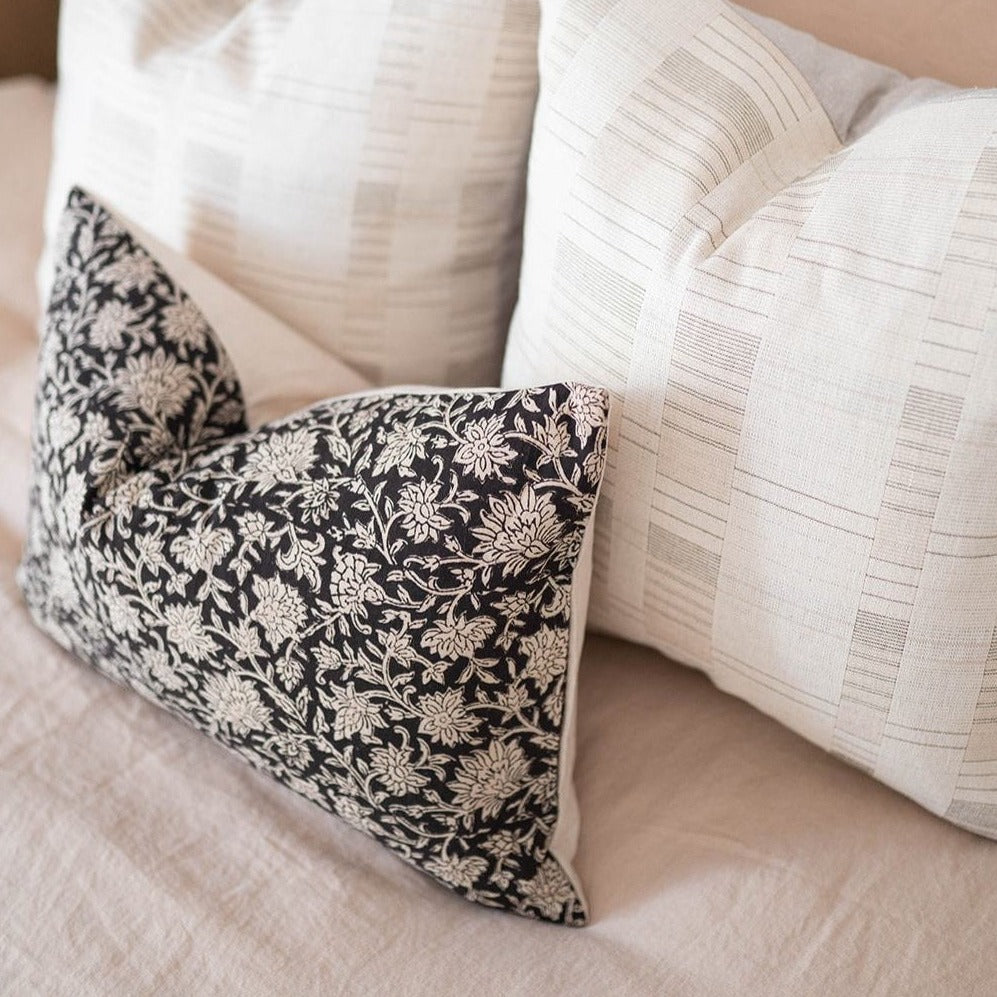 Mica Floral Pillow Cover 00-1 - PILLOWS - block print - neutral Rug & Weave Pillows