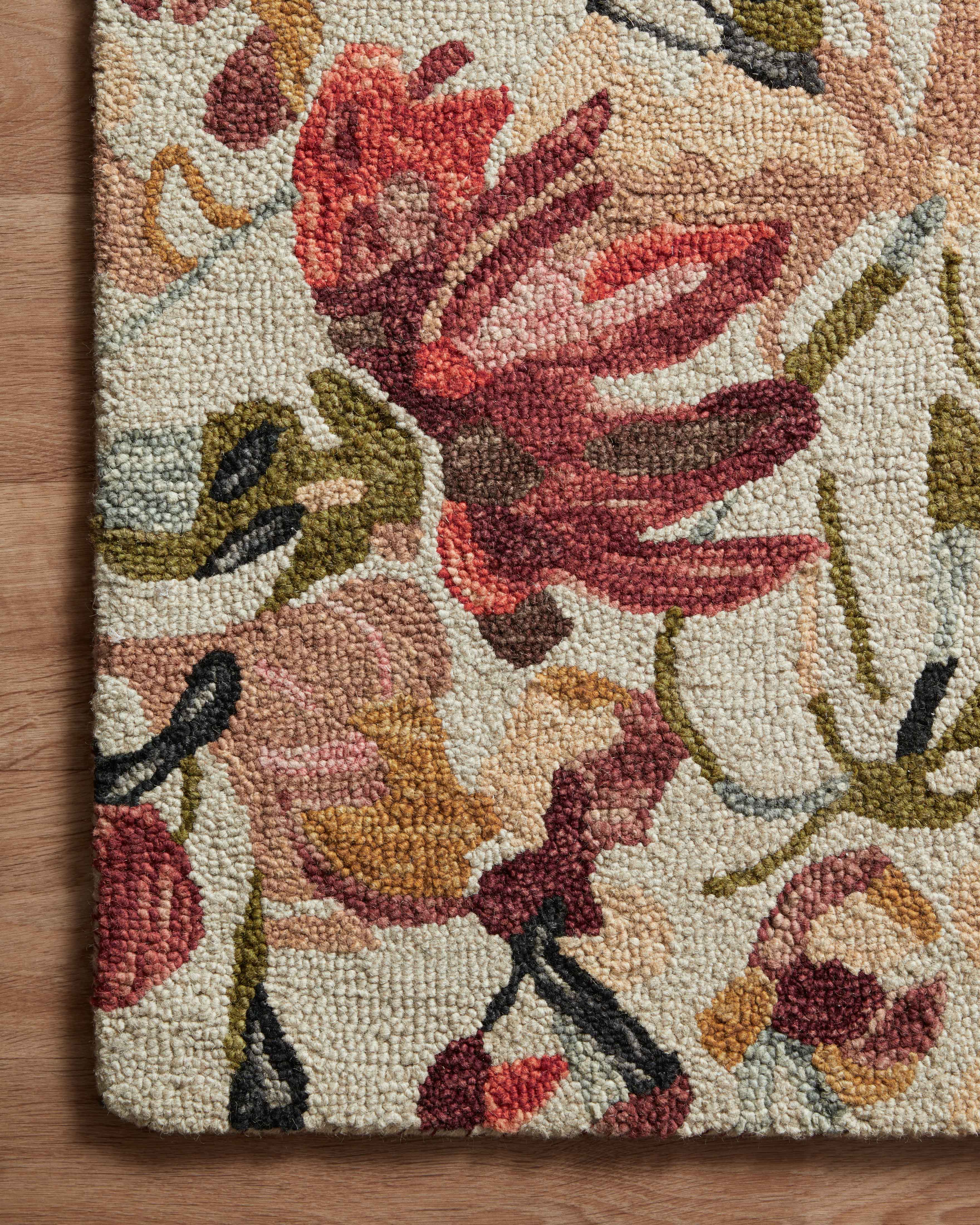 Loloi Belladonna Ivory / Raspberry Rug 0-RUGS-wool rugs Loloi