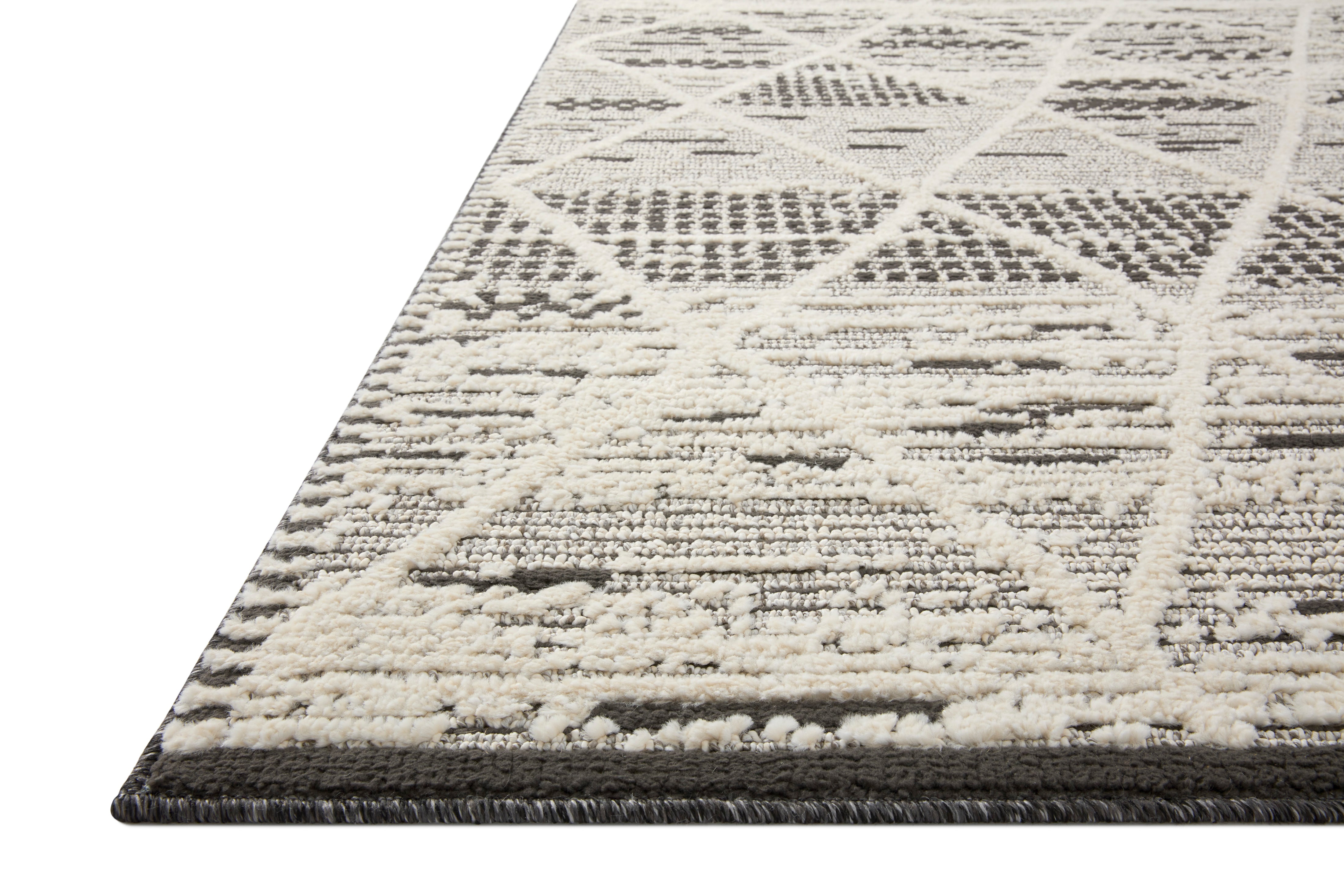 Loloi Fabian Charcoal / Ivory Diamond Rug 2-RUGS - patterned Loloi