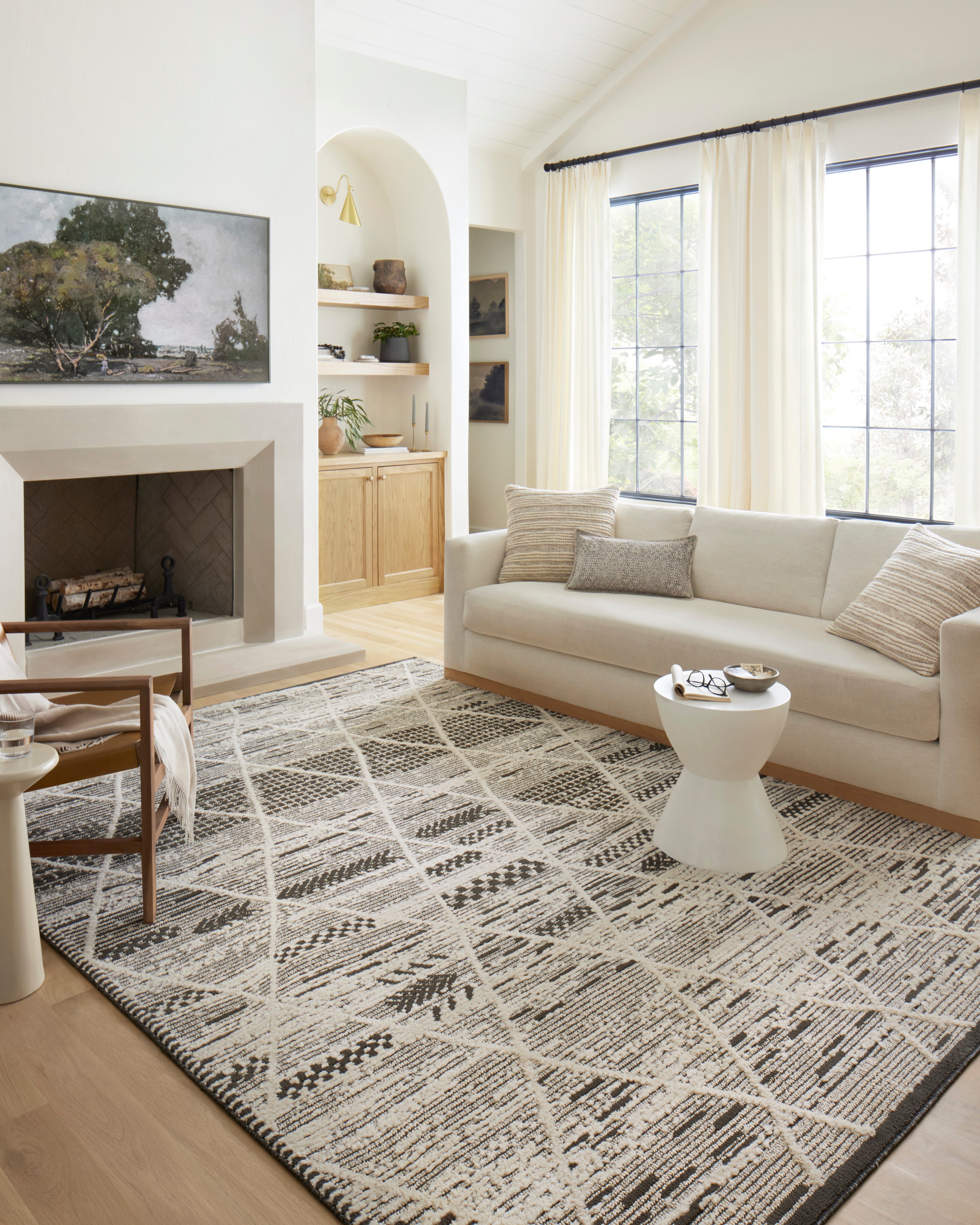Loloi Fabian Charcoal / Ivory Diamond Rug 2-RUGS - patterned Loloi