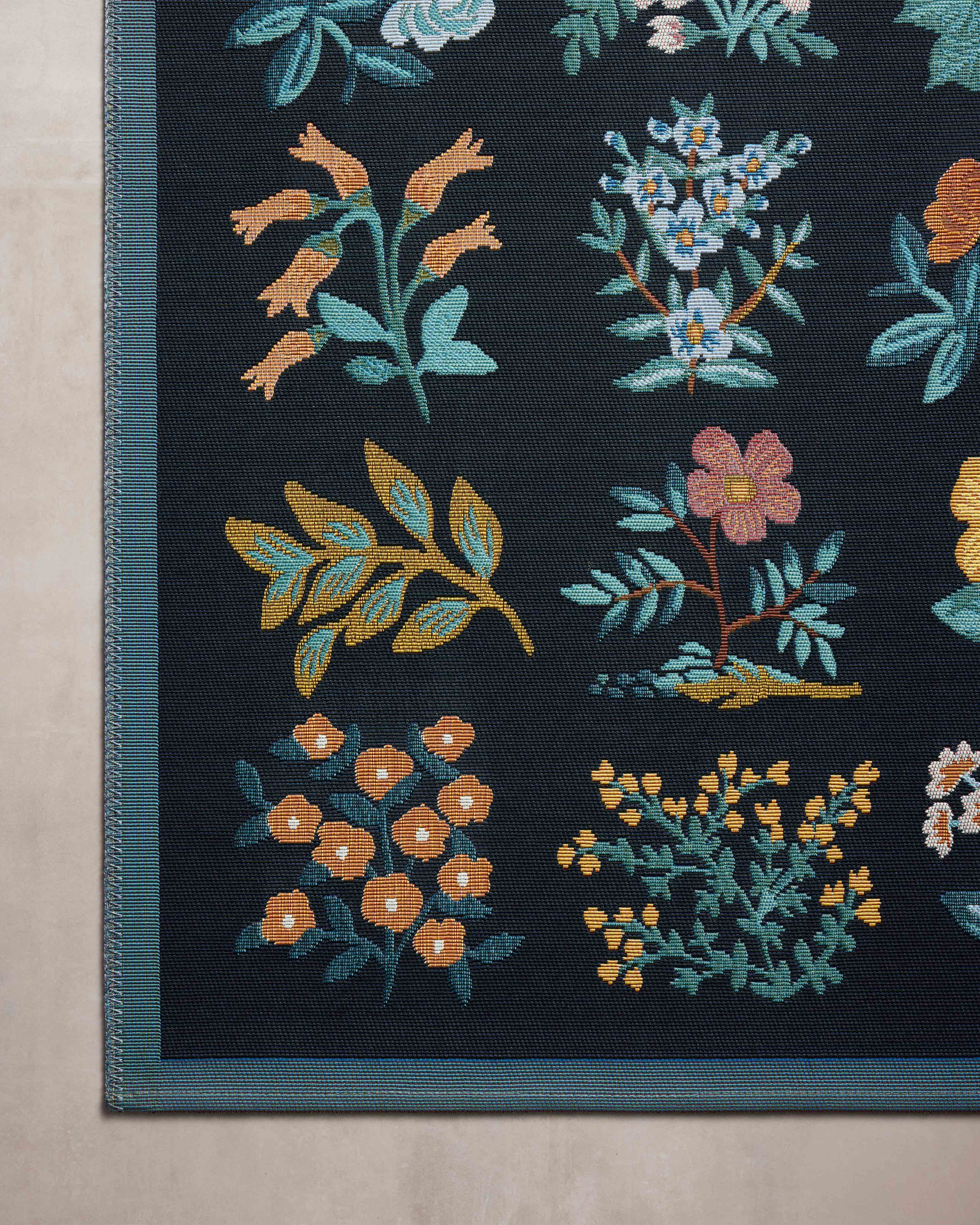 Rifle Paper Co. x Loloi Perennial Wildflower Black Rug 5-Rugs - indoor/outdoor Loloi