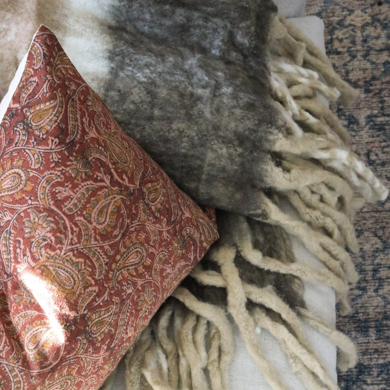 Takata Block Print Pillow Cover 2 - PILLOWS - block print - warm Rug & Weave Pillows