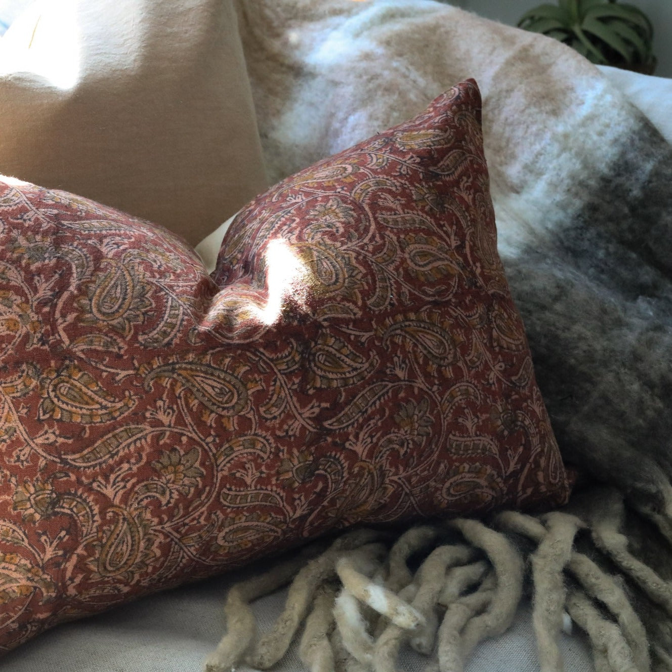 Takata Block Print Pillow Cover 2 - PILLOWS - block print - warm Rug & Weave Pillows