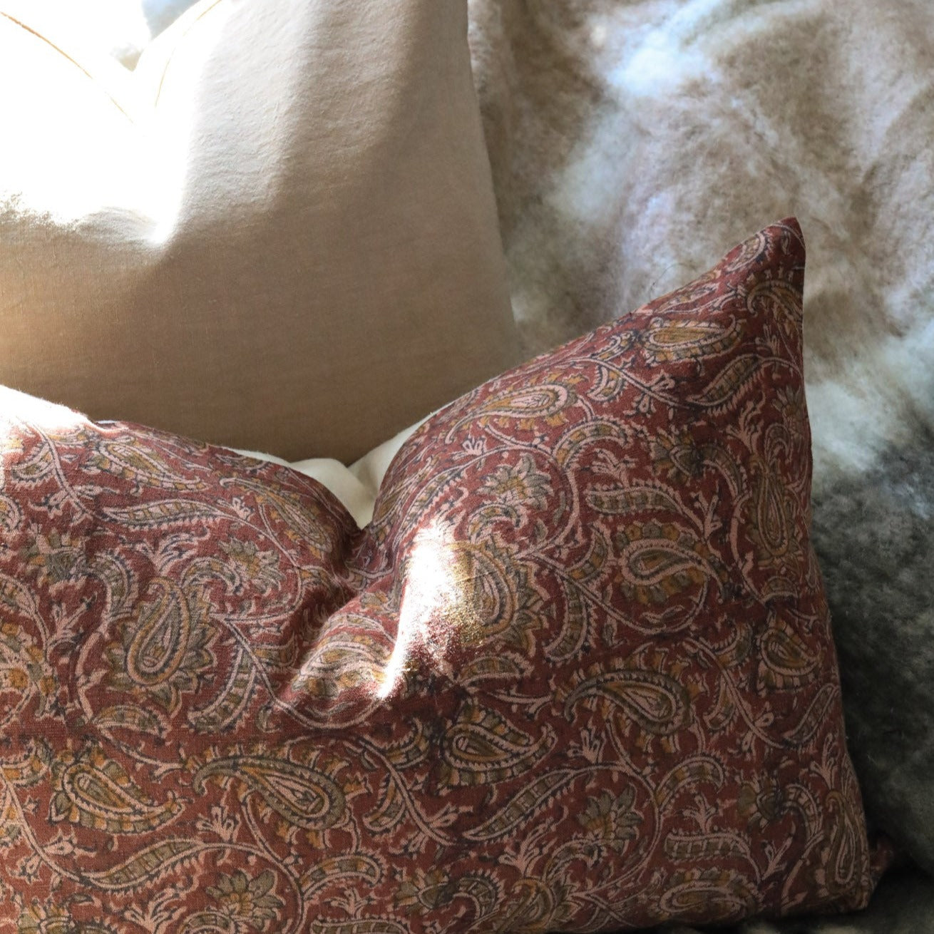 Takata Block Print Pillow Cover 2 - PILLOWS - block print - warm Rug & Weave Pillows